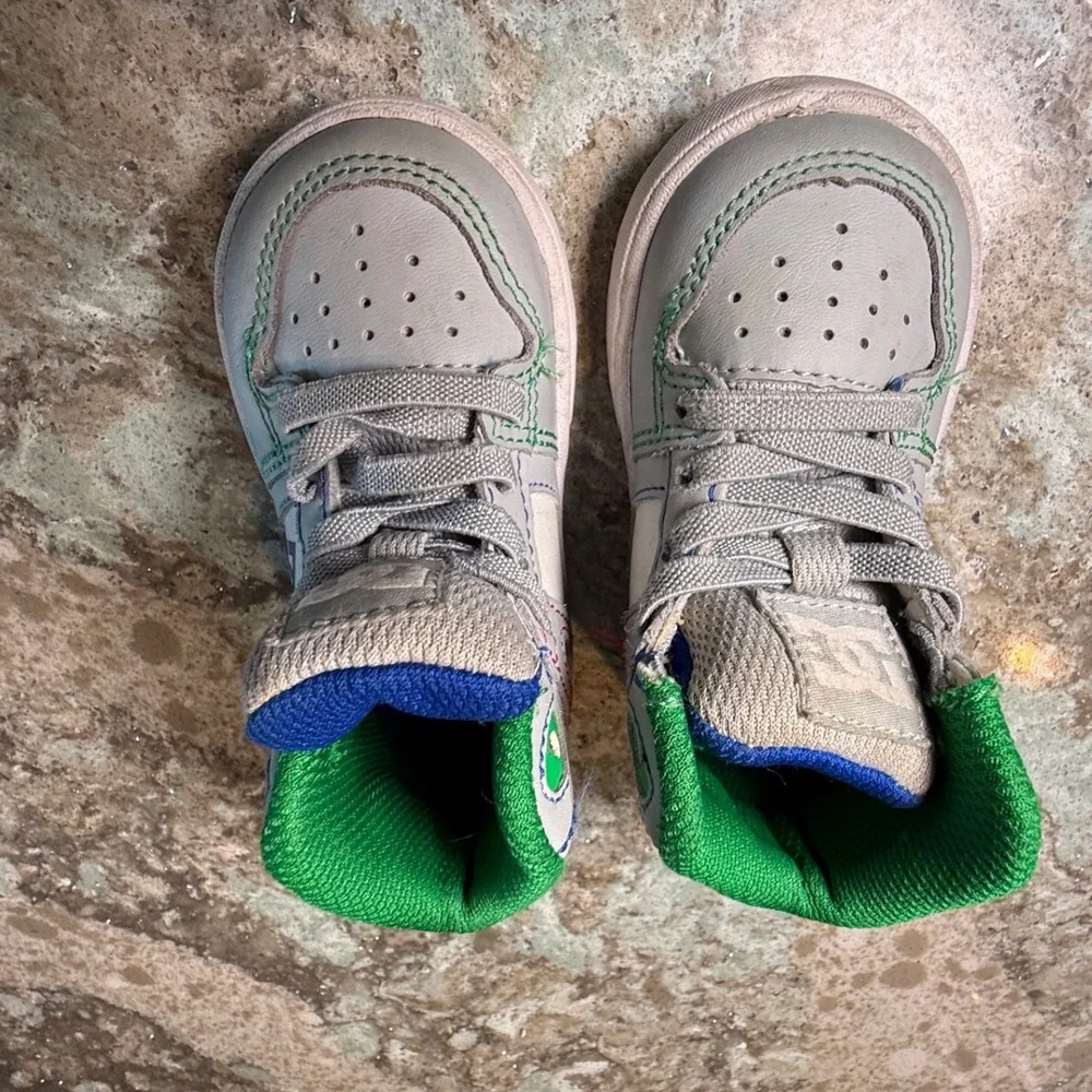 DC Shoes Kids Toddler‎ Pure High Top Sneakers Gray Blue Green Leather Size 5